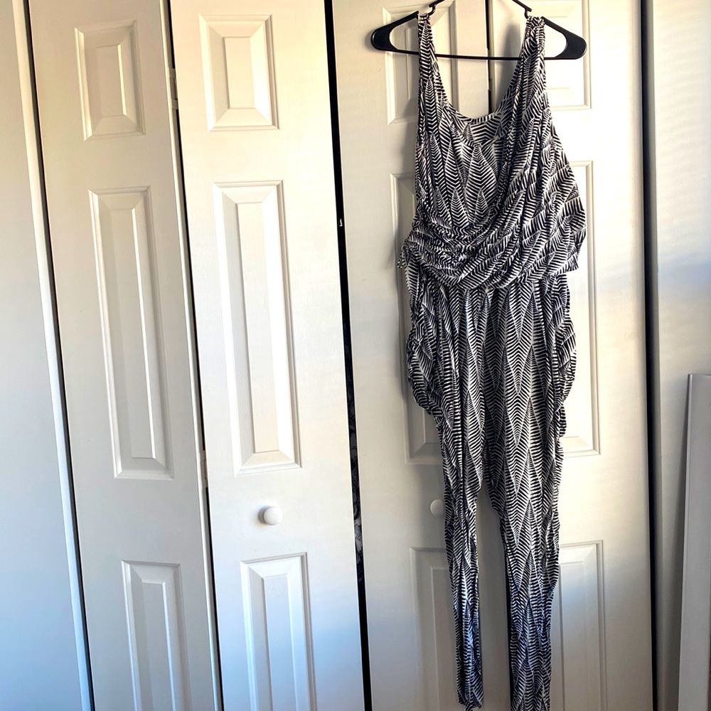 Black & White Draped Pant Jumpsuit.